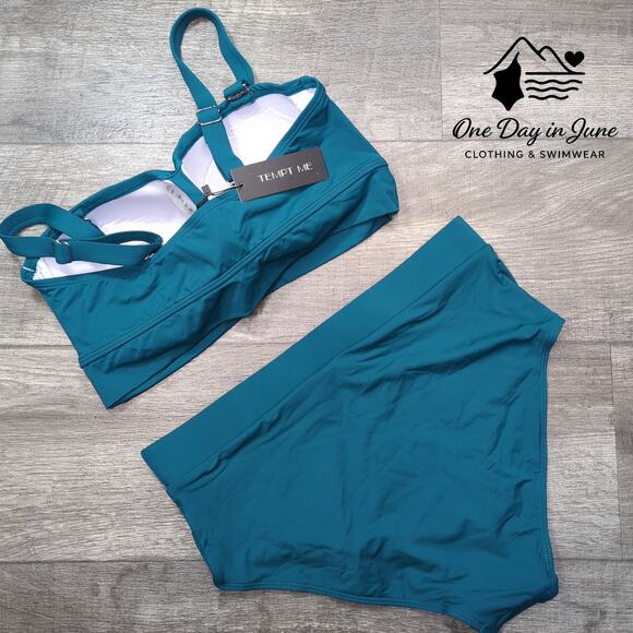 Tempt Me Plus Size High Waist Cropped Molded Cup Bikini Size 12W - Picture 5 of 5